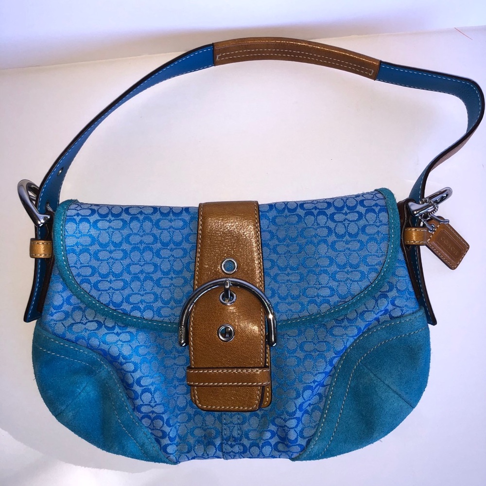 COACH vintage blue suede shoulder bag